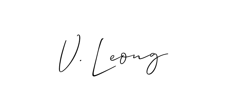 Make a beautiful signature design for name V. Leong. With this signature (Allison_Script) style, you can create a handwritten signature for free. V. Leong signature style 2 images and pictures png