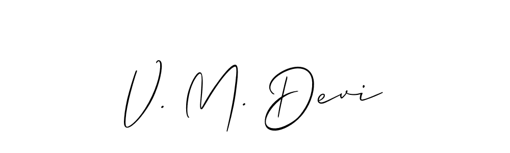 Make a short V. M. Devi signature style. Manage your documents anywhere anytime using Allison_Script. Create and add eSignatures, submit forms, share and send files easily. V. M. Devi signature style 2 images and pictures png