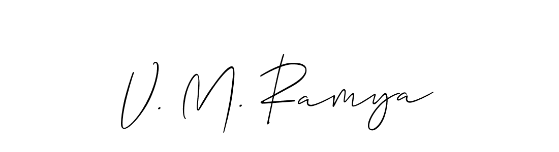 V. M. Ramya stylish signature style. Best Handwritten Sign (Allison_Script) for my name. Handwritten Signature Collection Ideas for my name V. M. Ramya. V. M. Ramya signature style 2 images and pictures png