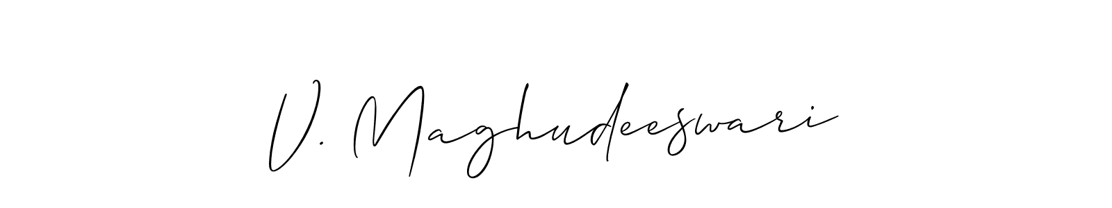 Design your own signature with our free online signature maker. With this signature software, you can create a handwritten (Allison_Script) signature for name V. Maghudeeswari. V. Maghudeeswari signature style 2 images and pictures png