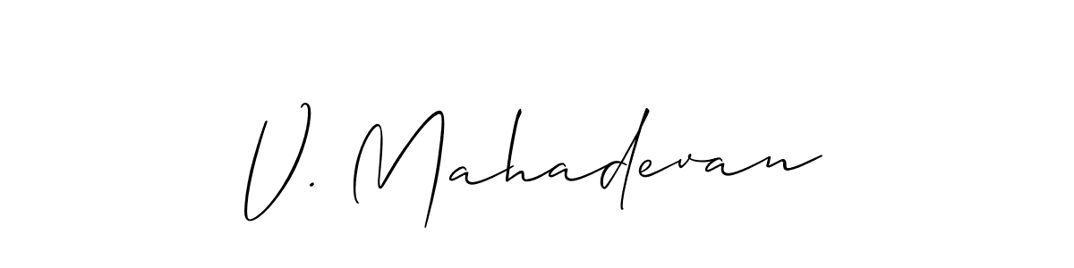 How to make V. Mahadevan name signature. Use Allison_Script style for creating short signs online. This is the latest handwritten sign. V. Mahadevan signature style 2 images and pictures png