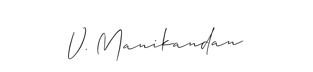 Make a beautiful signature design for name V. Manikandan. With this signature (Allison_Script) style, you can create a handwritten signature for free. V. Manikandan signature style 2 images and pictures png