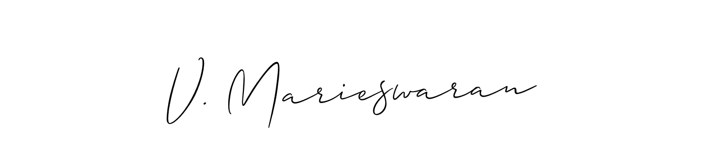 Make a beautiful signature design for name V. Marieswaran. With this signature (Allison_Script) style, you can create a handwritten signature for free. V. Marieswaran signature style 2 images and pictures png