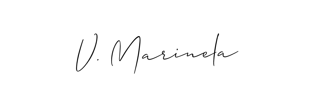 How to Draw V. Marinela signature style? Allison_Script is a latest design signature styles for name V. Marinela. V. Marinela signature style 2 images and pictures png
