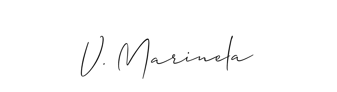 Make a beautiful signature design for name V. Marinela. With this signature (Allison_Script) style, you can create a handwritten signature for free. V. Marinela signature style 2 images and pictures png