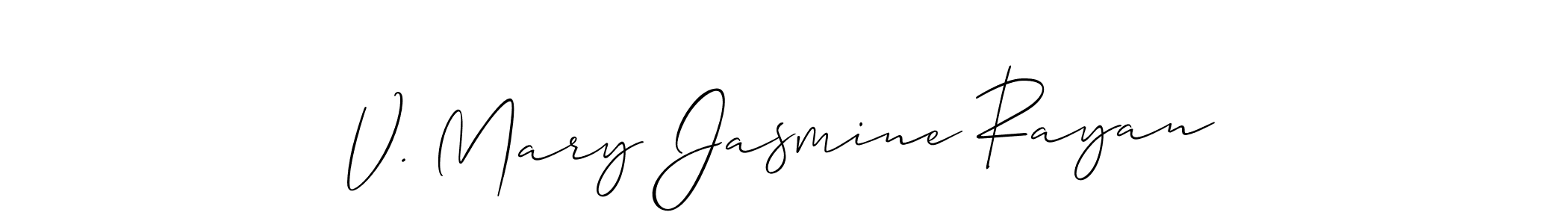 Also we have V. Mary Jasmine Rayan name is the best signature style. Create professional handwritten signature collection using Allison_Script autograph style. V. Mary Jasmine Rayan signature style 2 images and pictures png