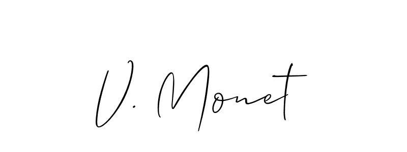 if you are searching for the best signature style for your name V. Monet. so please give up your signature search. here we have designed multiple signature styles  using Allison_Script. V. Monet signature style 2 images and pictures png