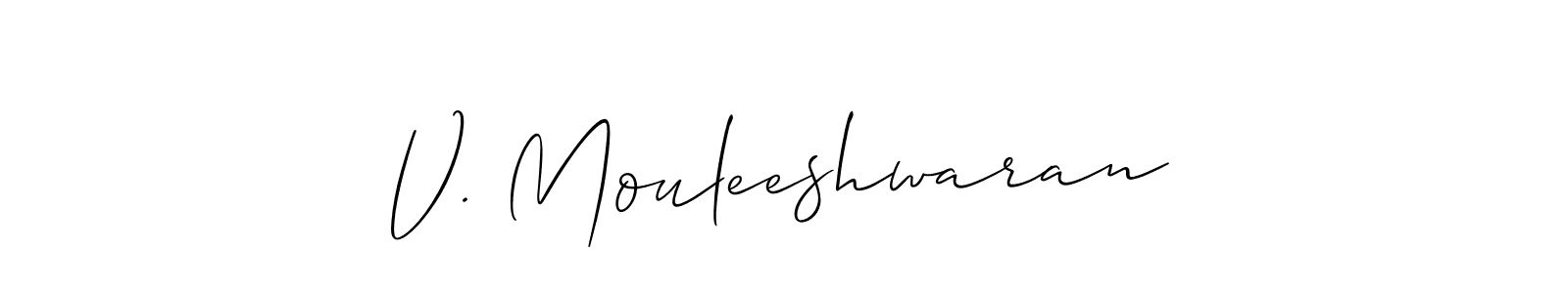 Also You can easily find your signature by using the search form. We will create V. Mouleeshwaran name handwritten signature images for you free of cost using Allison_Script sign style. V. Mouleeshwaran signature style 2 images and pictures png