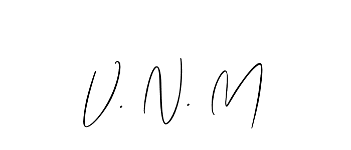 if you are searching for the best signature style for your name V. N. M. so please give up your signature search. here we have designed multiple signature styles  using Allison_Script. V. N. M signature style 2 images and pictures png