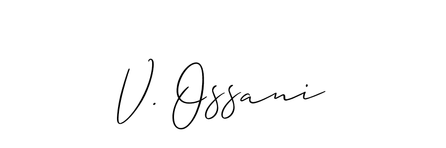 Allison_Script is a professional signature style that is perfect for those who want to add a touch of class to their signature. It is also a great choice for those who want to make their signature more unique. Get V. Ossani name to fancy signature for free. V. Ossani signature style 2 images and pictures png