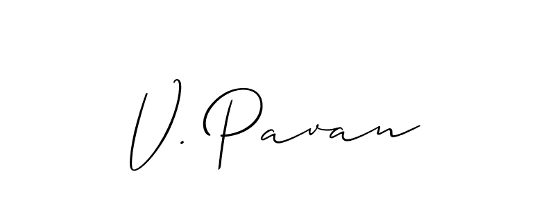 How to make V. Pavan name signature. Use Allison_Script style for creating short signs online. This is the latest handwritten sign. V. Pavan signature style 2 images and pictures png