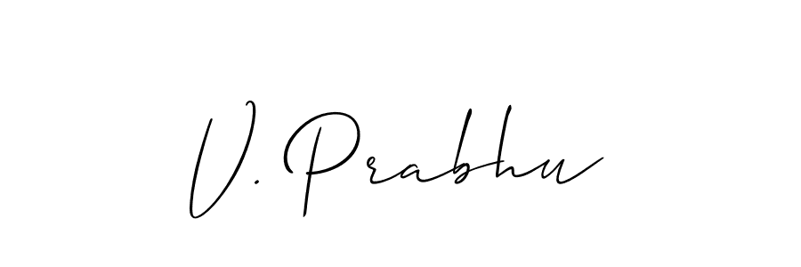 Also You can easily find your signature by using the search form. We will create V. Prabhu name handwritten signature images for you free of cost using Allison_Script sign style. V. Prabhu signature style 2 images and pictures png