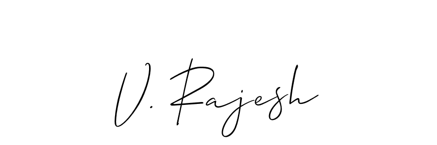 The best way (Allison_Script) to make a short signature is to pick only two or three words in your name. The name V. Rajesh include a total of six letters. For converting this name. V. Rajesh signature style 2 images and pictures png