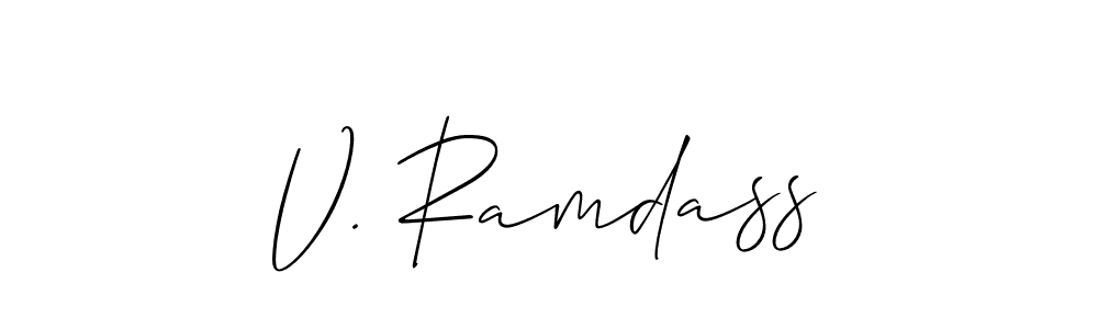 if you are searching for the best signature style for your name V. Ramdass. so please give up your signature search. here we have designed multiple signature styles  using Allison_Script. V. Ramdass signature style 2 images and pictures png