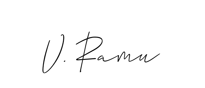 It looks lik you need a new signature style for name V. Ramu. Design unique handwritten (Allison_Script) signature with our free signature maker in just a few clicks. V. Ramu signature style 2 images and pictures png