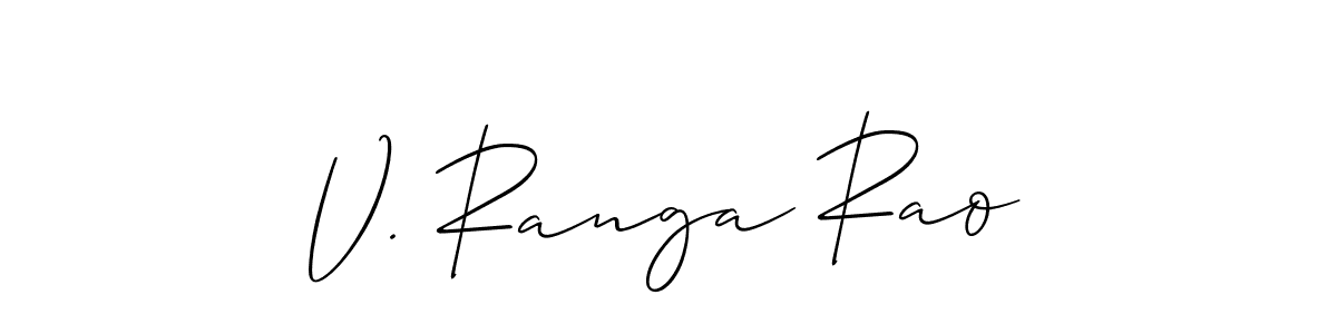 Allison_Script is a professional signature style that is perfect for those who want to add a touch of class to their signature. It is also a great choice for those who want to make their signature more unique. Get V. Ranga Rao name to fancy signature for free. V. Ranga Rao signature style 2 images and pictures png
