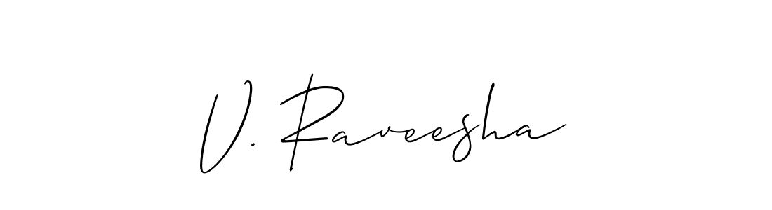if you are searching for the best signature style for your name V. Raveesha. so please give up your signature search. here we have designed multiple signature styles  using Allison_Script. V. Raveesha signature style 2 images and pictures png
