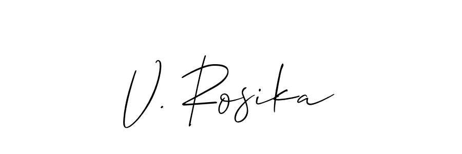 if you are searching for the best signature style for your name V. Rosika. so please give up your signature search. here we have designed multiple signature styles  using Allison_Script. V. Rosika signature style 2 images and pictures png