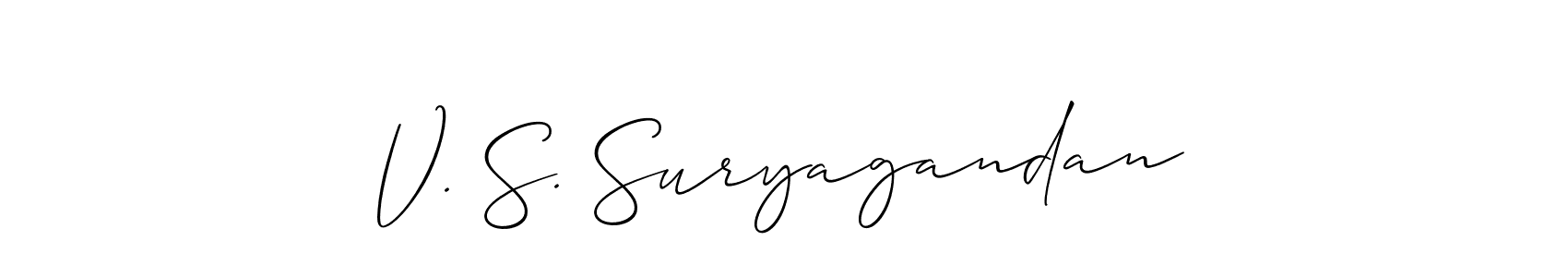 Also You can easily find your signature by using the search form. We will create V. S. Suryagandan name handwritten signature images for you free of cost using Allison_Script sign style. V. S. Suryagandan signature style 2 images and pictures png