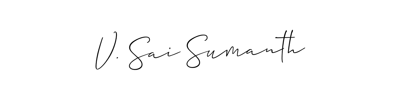 It looks lik you need a new signature style for name V. Sai Sumanth. Design unique handwritten (Allison_Script) signature with our free signature maker in just a few clicks. V. Sai Sumanth signature style 2 images and pictures png