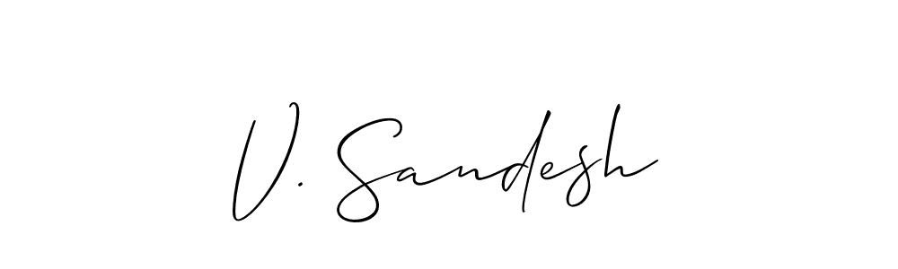 Design your own signature with our free online signature maker. With this signature software, you can create a handwritten (Allison_Script) signature for name V. Sandesh. V. Sandesh signature style 2 images and pictures png