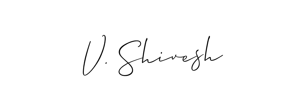 Also we have V. Shivesh name is the best signature style. Create professional handwritten signature collection using Allison_Script autograph style. V. Shivesh signature style 2 images and pictures png