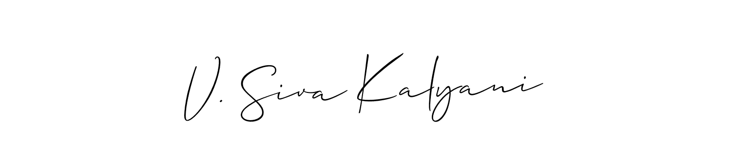 Similarly Allison_Script is the best handwritten signature design. Signature creator online .You can use it as an online autograph creator for name V. Siva Kalyani. V. Siva Kalyani signature style 2 images and pictures png