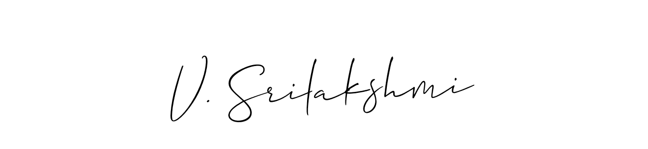 Also You can easily find your signature by using the search form. We will create V. Srilakshmi name handwritten signature images for you free of cost using Allison_Script sign style. V. Srilakshmi signature style 2 images and pictures png