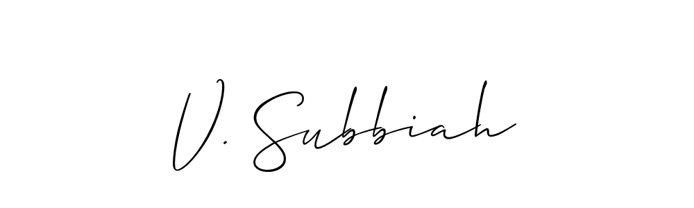 Make a beautiful signature design for name V. Subbiah. With this signature (Allison_Script) style, you can create a handwritten signature for free. V. Subbiah signature style 2 images and pictures png