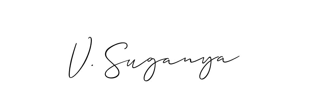 Allison_Script is a professional signature style that is perfect for those who want to add a touch of class to their signature. It is also a great choice for those who want to make their signature more unique. Get V. Suganya name to fancy signature for free. V. Suganya signature style 2 images and pictures png