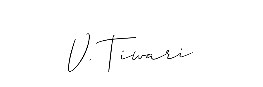 Use a signature maker to create a handwritten signature online. With this signature software, you can design (Allison_Script) your own signature for name V. Tiwari. V. Tiwari signature style 2 images and pictures png