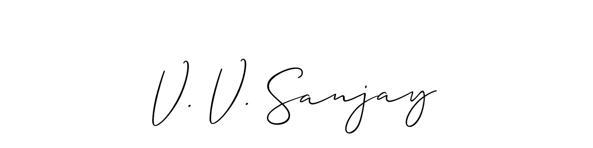 Similarly Allison_Script is the best handwritten signature design. Signature creator online .You can use it as an online autograph creator for name V. V. Sanjay. V. V. Sanjay signature style 2 images and pictures png