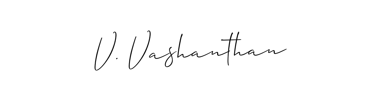 Also You can easily find your signature by using the search form. We will create V. Vashanthan name handwritten signature images for you free of cost using Allison_Script sign style. V. Vashanthan signature style 2 images and pictures png