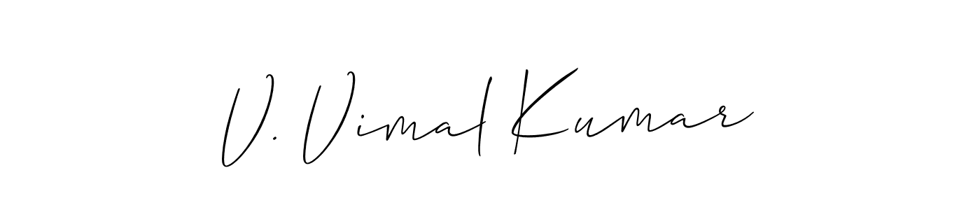 You should practise on your own different ways (Allison_Script) to write your name (V. Vimal Kumar) in signature. don't let someone else do it for you. V. Vimal Kumar signature style 2 images and pictures png