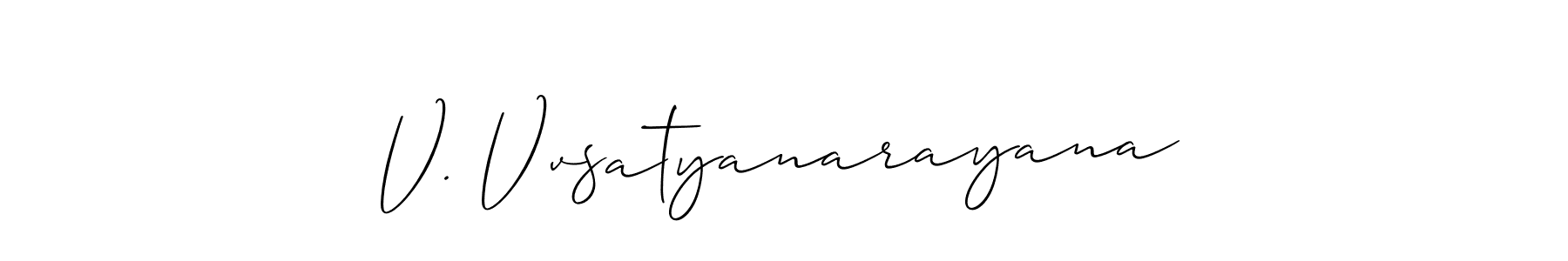 It looks lik you need a new signature style for name V. Vvsatyanarayana. Design unique handwritten (Allison_Script) signature with our free signature maker in just a few clicks. V. Vvsatyanarayana signature style 2 images and pictures png