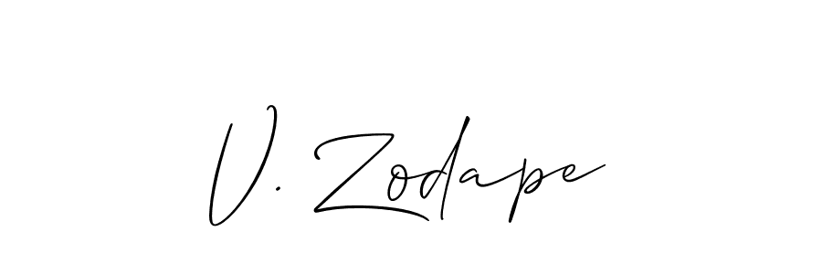 Similarly Allison_Script is the best handwritten signature design. Signature creator online .You can use it as an online autograph creator for name V. Zodape. V. Zodape signature style 2 images and pictures png