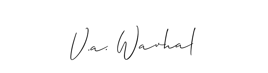 Make a beautiful signature design for name V.a. Wavhal. With this signature (Allison_Script) style, you can create a handwritten signature for free. V.a. Wavhal signature style 2 images and pictures png