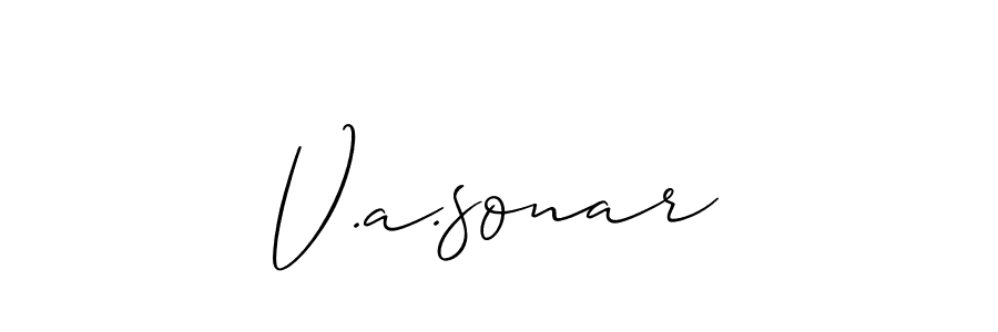 Allison_Script is a professional signature style that is perfect for those who want to add a touch of class to their signature. It is also a great choice for those who want to make their signature more unique. Get V.a.sonar name to fancy signature for free. V.a.sonar signature style 2 images and pictures png