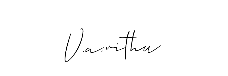 Also we have V.a.vithu name is the best signature style. Create professional handwritten signature collection using Allison_Script autograph style. V.a.vithu signature style 2 images and pictures png