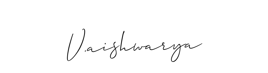 Also You can easily find your signature by using the search form. We will create V.aishwarya name handwritten signature images for you free of cost using Allison_Script sign style. V.aishwarya signature style 2 images and pictures png