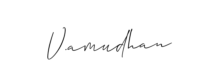 Also You can easily find your signature by using the search form. We will create V.amudhan name handwritten signature images for you free of cost using Allison_Script sign style. V.amudhan signature style 2 images and pictures png