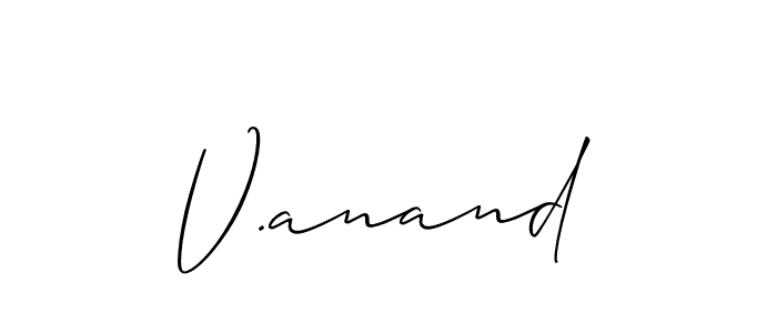 The best way (Allison_Script) to make a short signature is to pick only two or three words in your name. The name V.anand include a total of six letters. For converting this name. V.anand signature style 2 images and pictures png