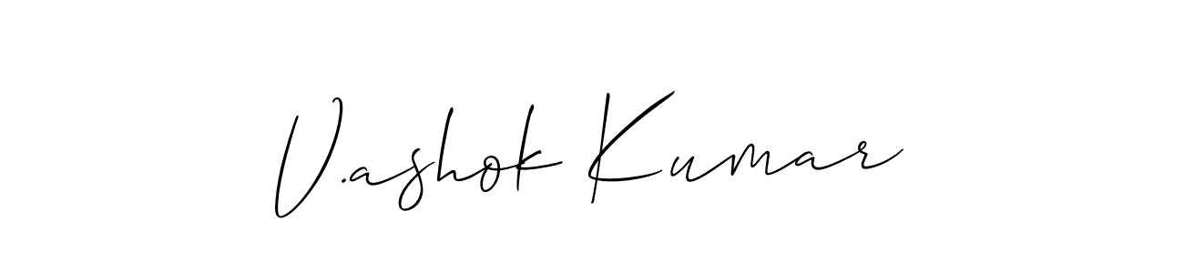 Also You can easily find your signature by using the search form. We will create V.ashok Kumar name handwritten signature images for you free of cost using Allison_Script sign style. V.ashok Kumar signature style 2 images and pictures png