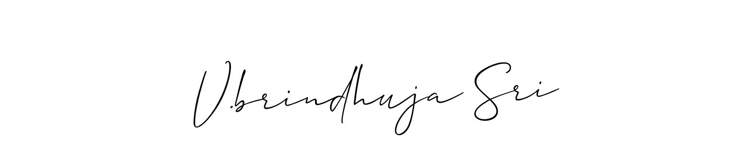 Allison_Script is a professional signature style that is perfect for those who want to add a touch of class to their signature. It is also a great choice for those who want to make their signature more unique. Get V.brindhuja Sri name to fancy signature for free. V.brindhuja Sri signature style 2 images and pictures png