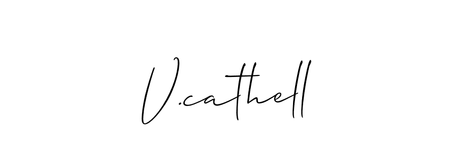 Make a beautiful signature design for name V.cathell. With this signature (Allison_Script) style, you can create a handwritten signature for free. V.cathell signature style 2 images and pictures png