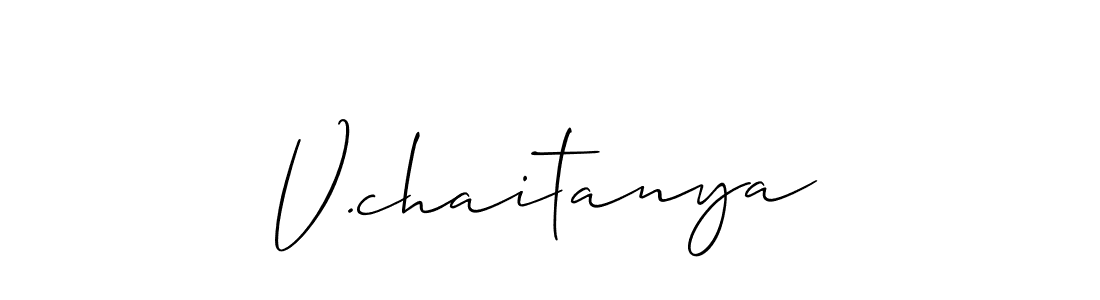 Also You can easily find your signature by using the search form. We will create V.chaitanya name handwritten signature images for you free of cost using Allison_Script sign style. V.chaitanya signature style 2 images and pictures png