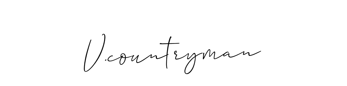 Use a signature maker to create a handwritten signature online. With this signature software, you can design (Allison_Script) your own signature for name V.countryman. V.countryman signature style 2 images and pictures png