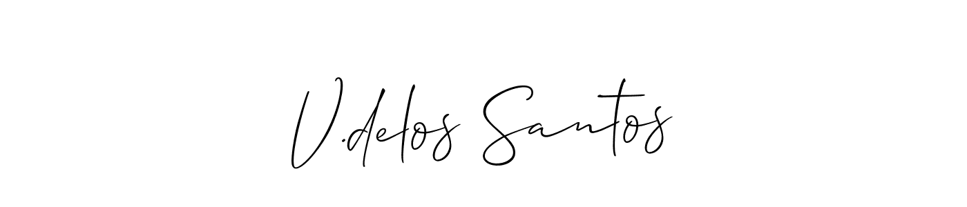 It looks lik you need a new signature style for name V.delos Santos. Design unique handwritten (Allison_Script) signature with our free signature maker in just a few clicks. V.delos Santos signature style 2 images and pictures png