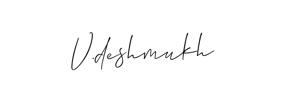 Also You can easily find your signature by using the search form. We will create V.deshmukh name handwritten signature images for you free of cost using Allison_Script sign style. V.deshmukh signature style 2 images and pictures png