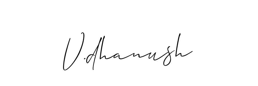 Also You can easily find your signature by using the search form. We will create V.dhanush name handwritten signature images for you free of cost using Allison_Script sign style. V.dhanush signature style 2 images and pictures png